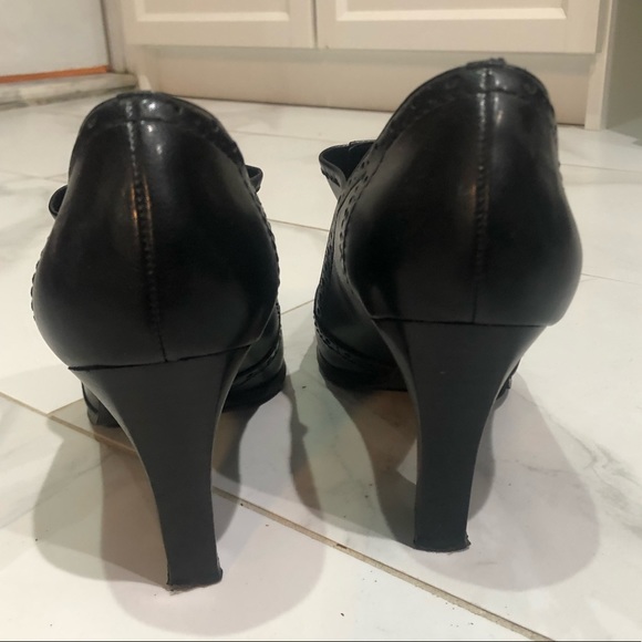 Franco Sarto Square Toe Black Heeled Shoes - Picture 4 of 8